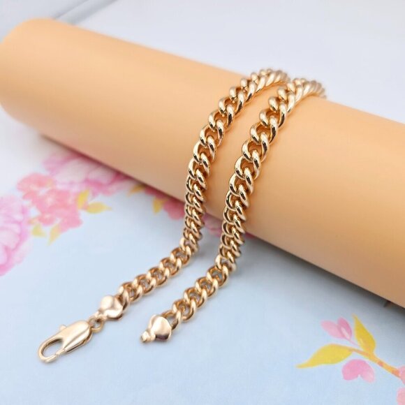 "Heavy Rose Gold Cuban Chain Necklace for Men & Women, 19.7 Inch, XPNL0083 - Picture 8 of 12